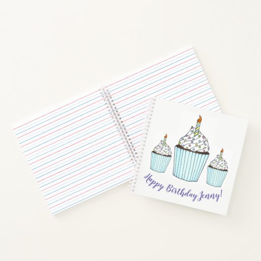 Carnet Joyeux anniversaire Personnalisé Cake Cupcake Favo (Intérieur)