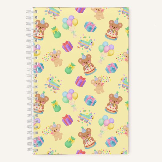 Carnet Joyeux Anniversaire Teddy Bear Jaune (Recto)