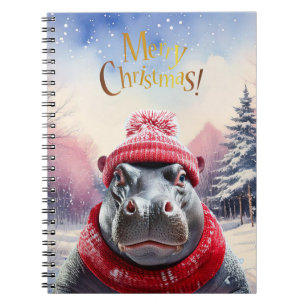 Carnet Joyeux chapeau et foulard de Noël Hippo