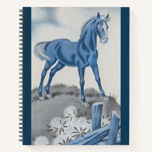 Carnet joyeux cheval en bleu (Devant)