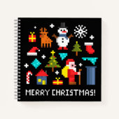 Carnet Joyeux dessins en pixels de Noël (Devant)