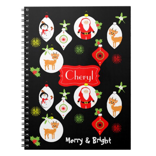 Carnet Joyeux et brillant joli thème de Noël (Devant)
