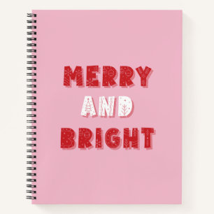 Carnet Joyeux et lumineux, Joyeux Noël, Noël, Rose