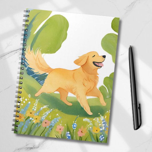Carnet Joyeux Golden Retriever | Carte d'aquarelle