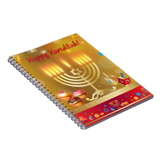 Carnet Joyeux Hanukkah Lumières Fête Juive Or (Côté Droit)