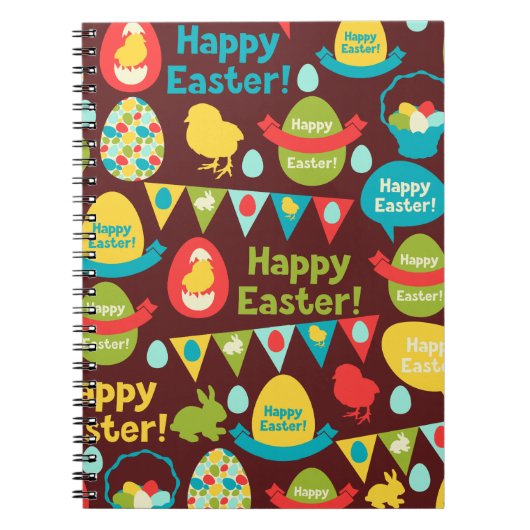 Carnet Joyeux jour de Pâques - Lapin Motif Et Oeufs Pâque (Devant)