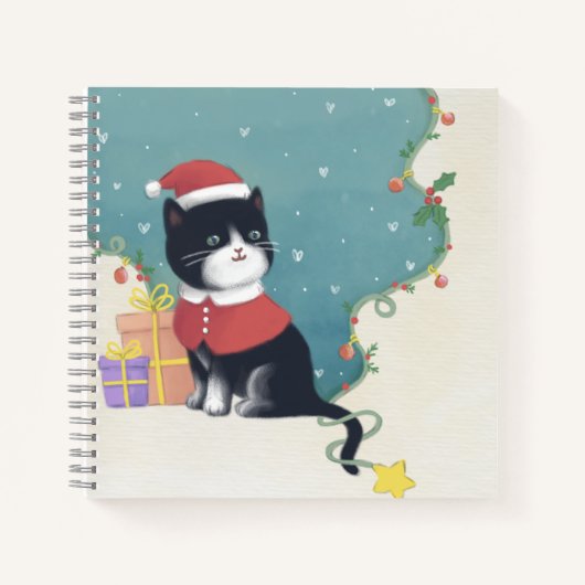 Carnet Joyeux Noël : Art d'illustration de chat (Devant)