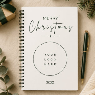 Carnet Joyeux Noël élégant Logo personnalisé Entreprise 