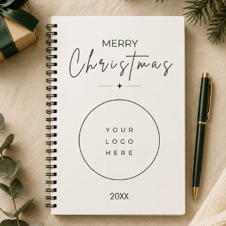 Carnet Joyeux Noël élégant Logo personnalisé Entreprise