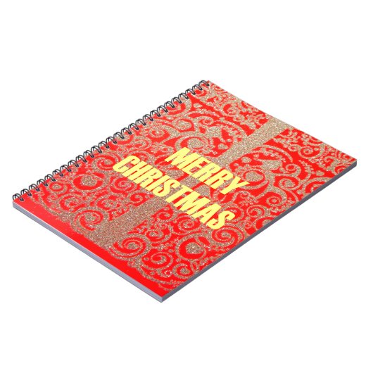 Carnet Joyeux Noël Golden Red Parties scintillant Hearts (Côté gauche)