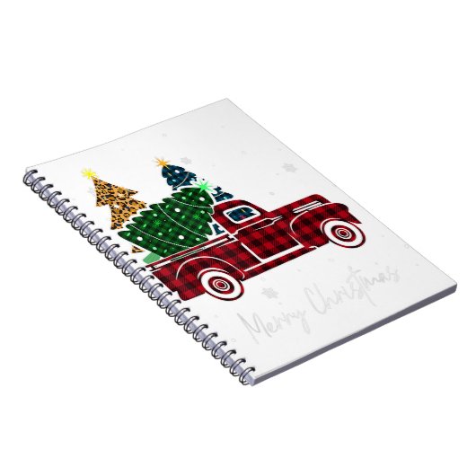 Carnet Joyeux Noël Leopard Buffalo Camion Arbre Rouge Pla (Côté Droit)