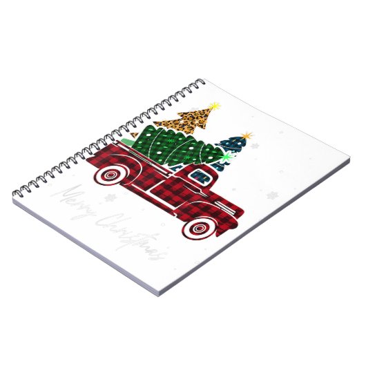 Carnet Joyeux Noël Leopard Buffalo Camion Arbre Rouge Pla (Côté gauche)