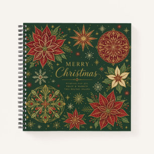 Carnet Joyeux Noël Mandala Orné de Poinsettias