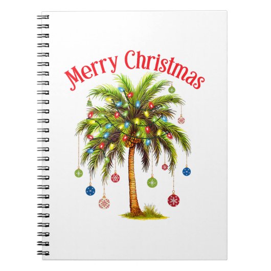Carnet Joyeux Noël Palm Tree Light Hawaiian Tropical (Devant)