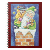 Carnet Joyeux Noël, Père Noël dans la cheminée avec des j (Devant)