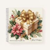 Carnet Joyeux Noël Poinsettia Coquette Gold Bow (Devant)