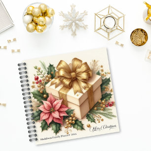 Carnet Joyeux Noël Poinsettia Coquette Gold Bow