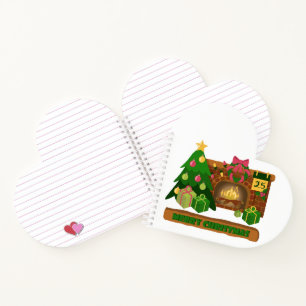 Carnet Joyeux Noël près de la cheminée bonfire xmas arbre