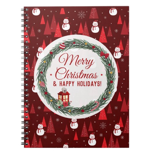 Carnet Joyeux Noël rouge moderne (Devant)