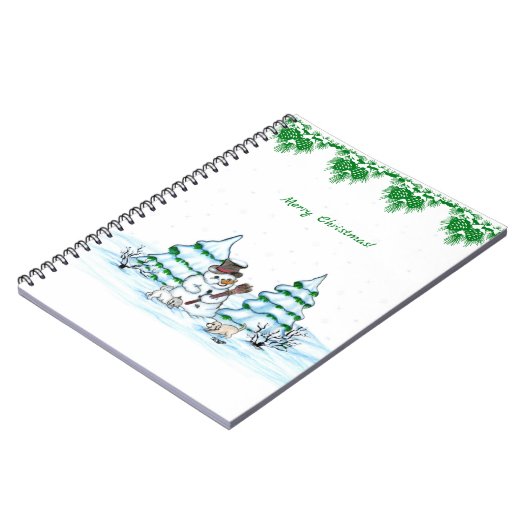 Carnet Joyeux Noël ! Snowman avec chat et chiot (Côté gauche)