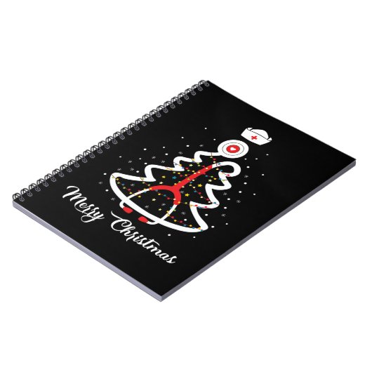 Carnet Joyeux Noël Stethoscope Infirmière sapin de Noël X (Côté gauche)
