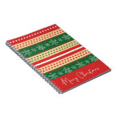 Carnet Joyeux Noël vert rouge moderne - Flocon de neige P (Côté Droit)