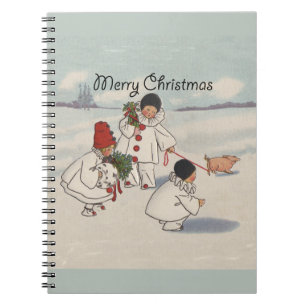 Carnet Joyeux Noël Vintage Enfants de Neige
