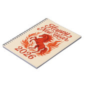 Carnet Joyeux Nouvel An 2026 Cheval Fiery (Côté gauche)