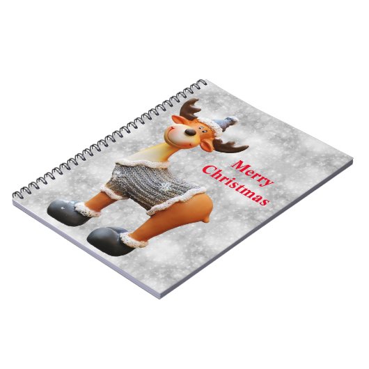 Carnet Joyeux orignal de Noël portant un casquette (Côté gauche)