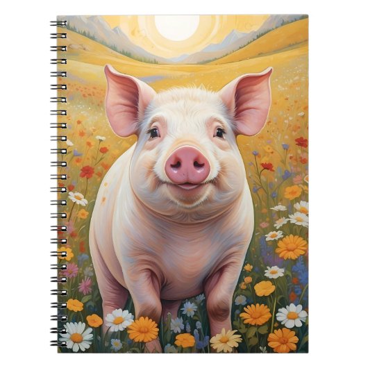 Carnet Joyeux Petit Cochon Sunny Daisy Field (Devant)