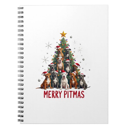 Carnet Joyeux Pitmas Pitbull Chien Pull de Noël Laid Arbr (Devant)
