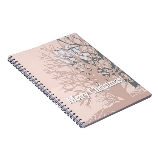 Carnet Joyeux sapin silhouette de Noël en bei rose vif (Côté Droit)