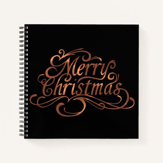 Carnet Joyeux script de Noël en cuivre (Devant)