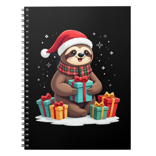 Carnet Joyeux Slothmas mignon sloth de Noël chapeau de Pè (Devant)