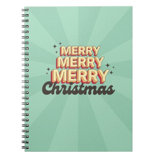 Carnet Joyeux texte de conception 3d rétro de Noël (Devant)