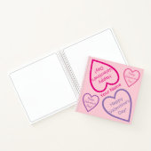 Carnet Joyeux Valentines Day Coeurs rose et violet Nom (Intérieur)