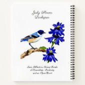 Carnet Juillet Mois de naissance Fleur Bluebird et Larksp (Dos)