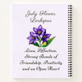 Carnet Juillet Mois de naissance Fleur Larkspur Floral Ar (Dos)