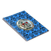 Carnet JUMEAUX DAMASK noir blanc bleu (Côté Droit)