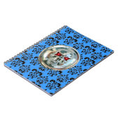 Carnet JUMEAUX DAMASK noir blanc bleu (Côté gauche)