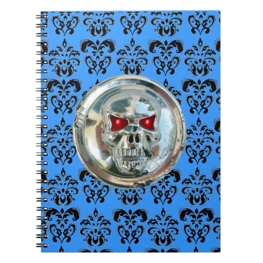 Carnet JUMEAUX DAMASK noir blanc bleu (Devant)