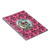 Carnet JUMEAUX DAMASK noir blanc rose (Côté Droit)