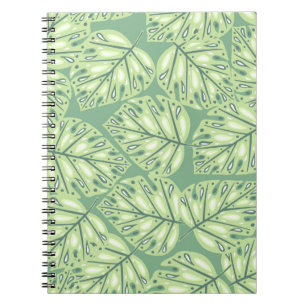 Carnet jungle botanique sans couture motif en vert pastel