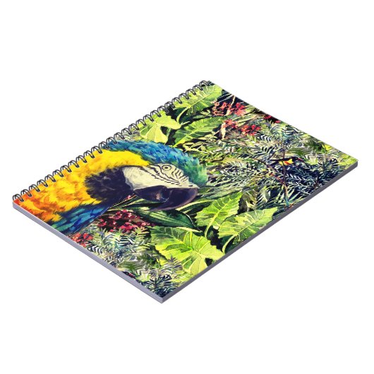 Carnet Jungle et macaw bleu jaune (Côté gauche)