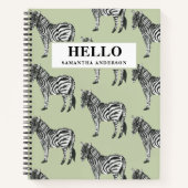 Carnet Jungle Zebra Wild Motif & Nom personnalisé (Devant)