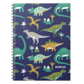 Carnet Jurassic Green BLUE Dinosaure Motif avec nom enfan (Devant)