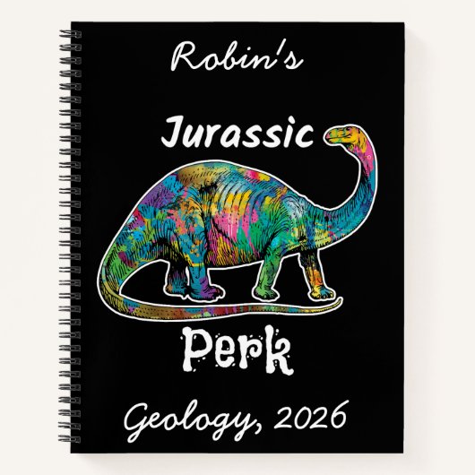 Carnet Jurassic Perk Dinosaure Coloré Noir (Devant)