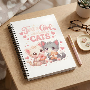 Carnet Juste une fille qui aime les chats Mignon noir et