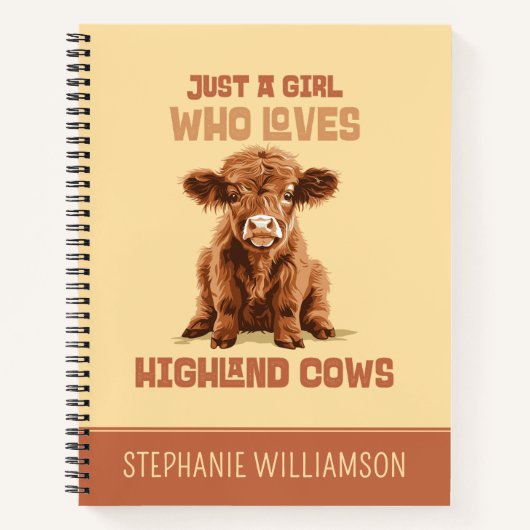 Carnet Juste une fille qui aime les vaches Highland (Devant)