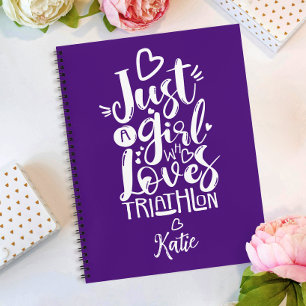 Carnet Juste Une Fille Triathlon Aimer Amusant Violet Scr